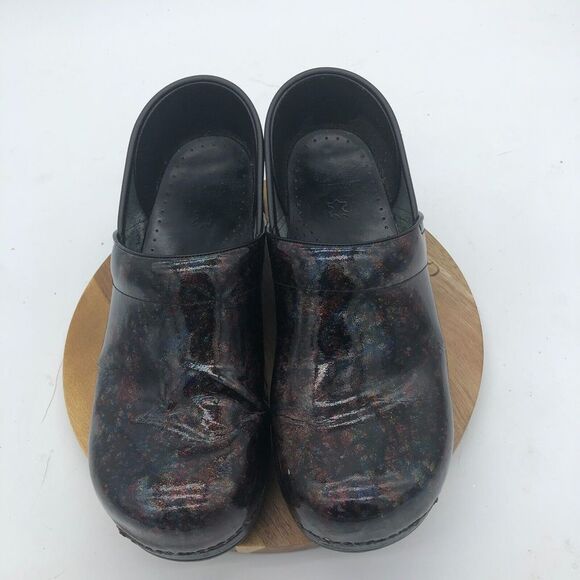 Dansko Professional Clogs Shoes Womens 11.5 Multi Scribble Patent Leather - Picture 3 of 11